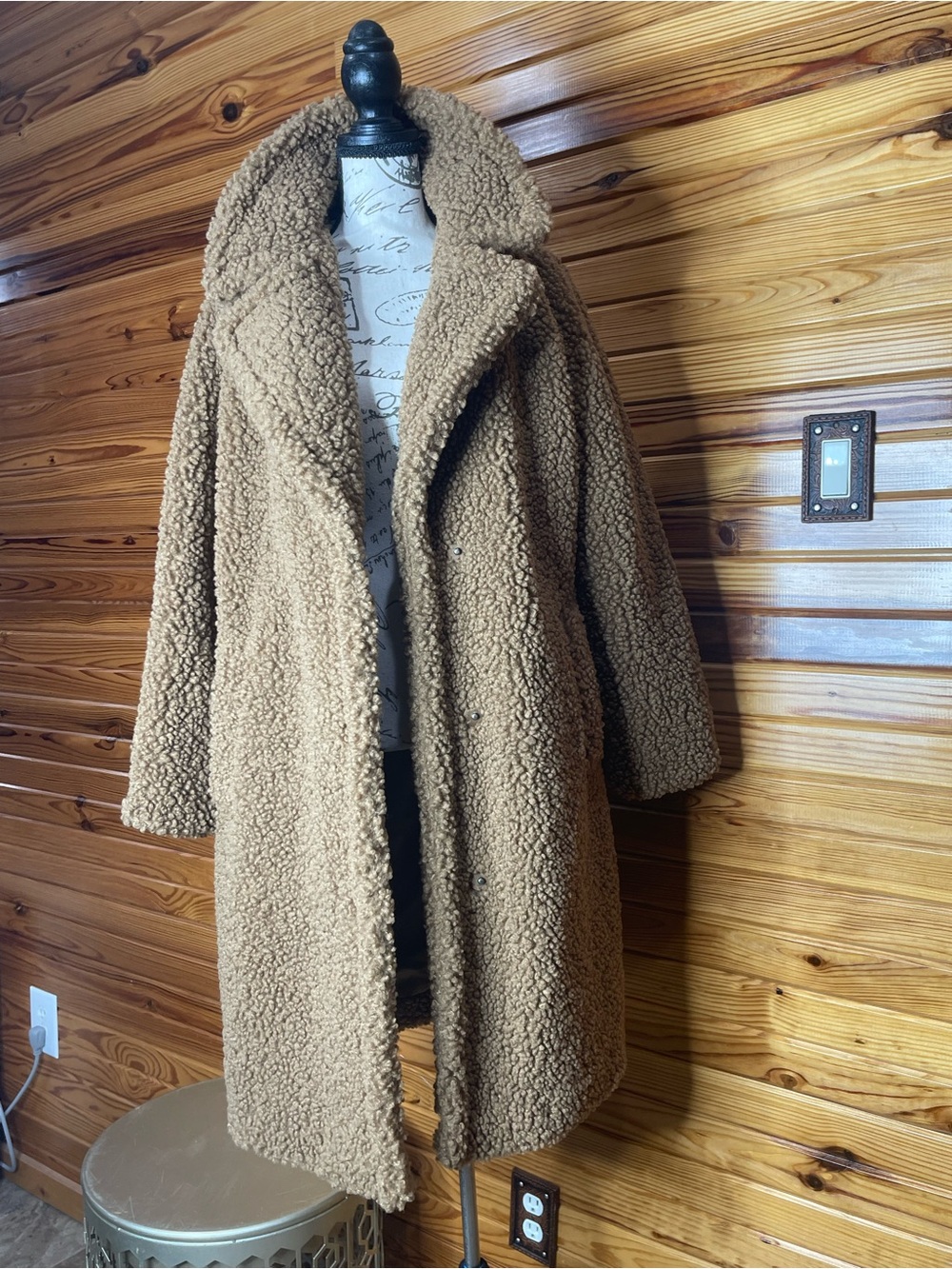 Lucky Brand Camel Teddy Faux-Shearling Coat